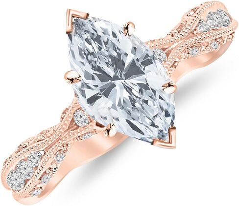 14K White Gold 1.75 Carat LAB GROWN DIAMOND Channel Set Eternity Curving Marquise Cut Diamond Engagement Ring (G-H Color VS1-VS2 Clarity 1.5 Ct Center) in Kuwait