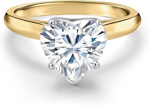 Gem Stone King 8MM Heart Shape Gemstone Birthstone Solitaire Engagement Ring For Women in 14K Two Tone Gold | Wedding Anniversary Promise Gold Ring | Size 5 to 9 in Kuwait