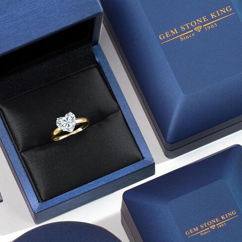 Gem Stone King 8MM Heart Shape Gemstone Birthstone Solitaire Engagement Ring For Women in 14K Two Tone Gold | Wedding Anniversary Promise Gold Ring | Size 5 to 9 in Kuwait