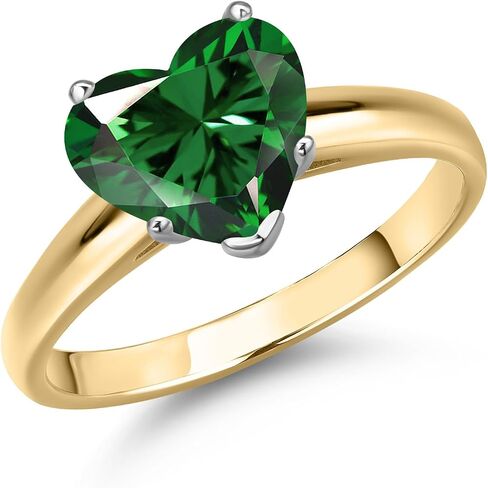 Gem Stone King 8MM Heart Shape Gemstone Birthstone Solitaire Engagement Ring For Women in 14K Two Tone Gold | Wedding Anniversary Promise Gold Ring | Size 5 to 9 in Kuwait