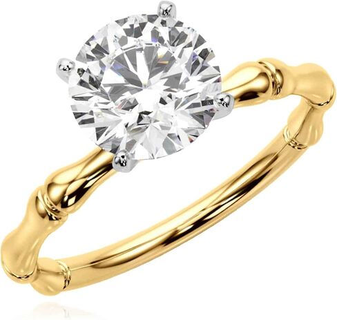 WJD Exclusives 1CT Lab-Grown Diamond Round 14K Yellow Gold Bamboo Engagement Ring in Saudi Arabia