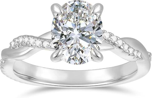 14K 2ct Oval Moissanite Ring 14K Gold Twisted Oval Moissanite Engagement Ring 14K Gold Rings for Women in Saudi Arabia