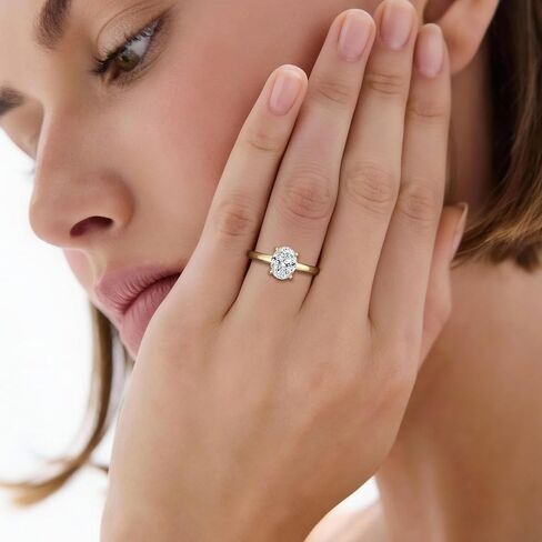 MSBLUE® 1ct-3ct Classic Solitaire Oval Cut Moissanite Engagement Ring in Kuwait