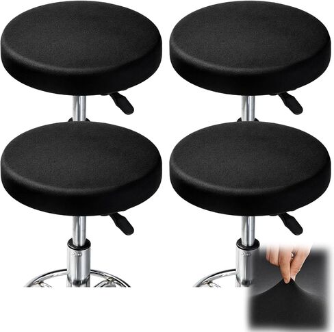 Bar Stool Seat Covers, Set of 4 Round Stool Covers in Black, Elastic Design for Home Bars and Commercial Spaces, Washable Fabric for Pet-Friendly -Safe Environments, bar Stool seat Covers in Saudi Arabia