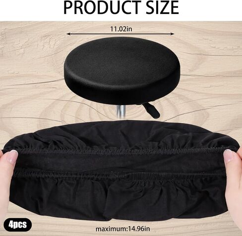 Bar Stool Seat Covers, Set of 4 Round Stool Covers in Black, Elastic Design for Home Bars and Commercial Spaces, Washable Fabric for Pet-Friendly -Safe Environments, bar Stool seat Covers in Saudi Arabia