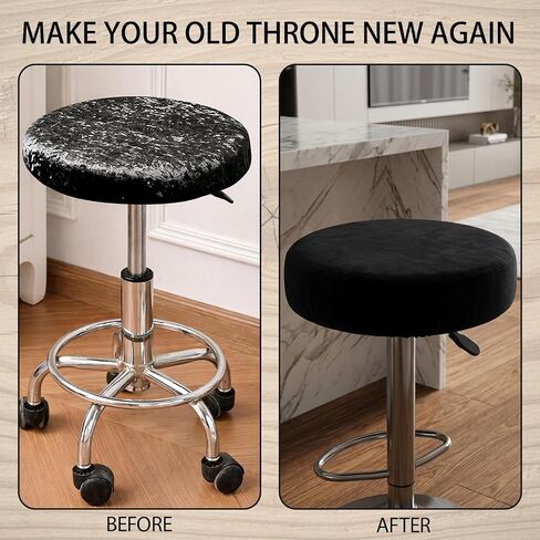 Bar Stool Seat Covers, Set of 4 Round Stool Covers in Black, Elastic Design for Home Bars and Commercial Spaces, Washable Fabric for Pet-Friendly -Safe Environments, bar Stool seat Covers in Saudi Arabia