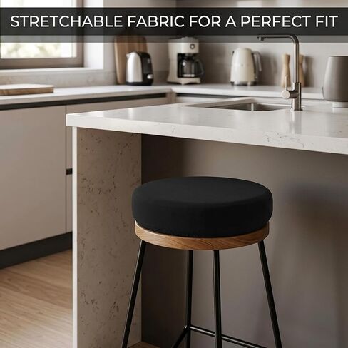 Bar Stool Seat Covers, Set of 4 Round Stool Covers in Black, Elastic Design for Home Bars and Commercial Spaces, Washable Fabric for Pet-Friendly -Safe Environments, bar Stool seat Covers in Saudi Arabia