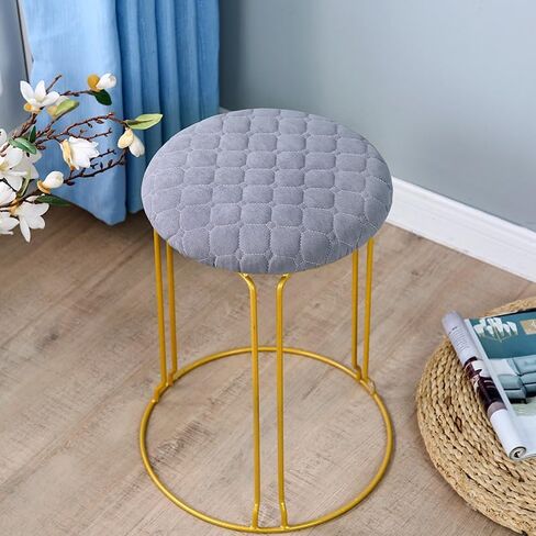1 Pack Stool Cover, Stretchable Bar Stool Seat Cover, Suitable for Circular Stools with A Diameter of 40cm or Less, Can Be Disassembled and Washed, Suitable for Home Use and Weddings (Grey) in Kuwait