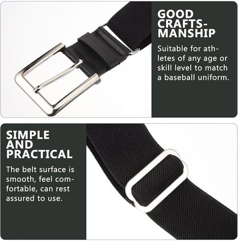 VILLCASE Adjustable Baseball Belt for Men and Women, Black Elastic Stretch Sports Belt, Softball and Football Girdle, Youth and Adult Outdoor Athletic Waistband in Kuwait