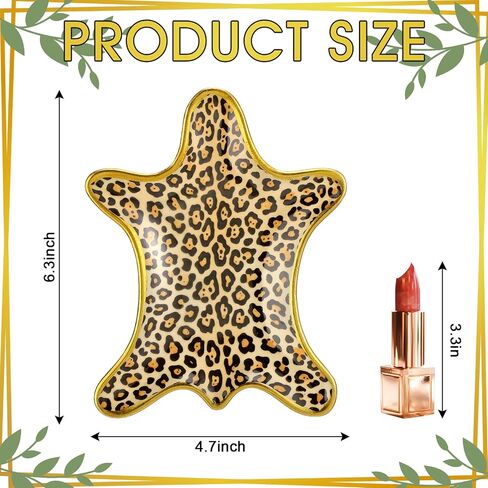 Bokon Leopard Jewelry Tray Trinket Plate 6.3 x 4.7 Inch Ceramic Cheetah Print Rings Case Dish Animal Jewelry Organizer for Room Decor Women Birthday Mothers Gift in Kuwait