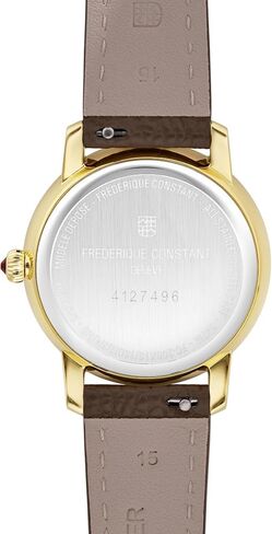 Frederique Constant Ladies Swiss Made Classic Quartz Moonphase Gold Stainless Steel Case Watch and Brown Leather Strap, Style: FC-206RS1S5 in Saudi Arabia