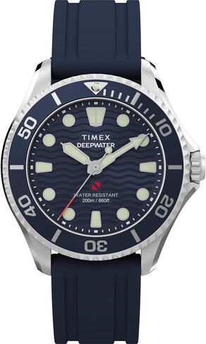 Timex Unisex Deepwater Meridian 200 38mm Watch - Blue Two- Piece Quick Release Blue Dial Stainless Steel Case in Kuwait