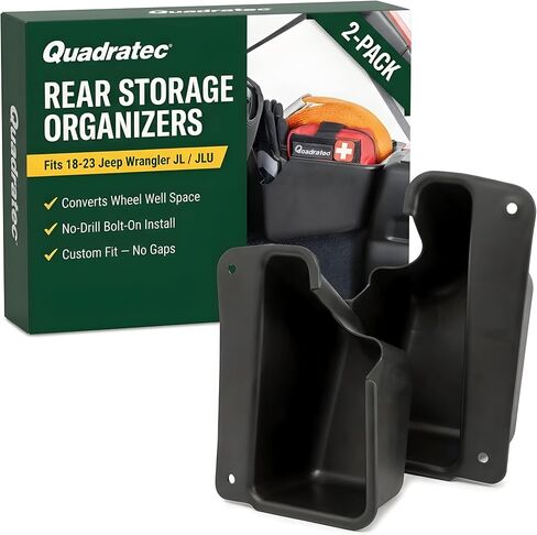 Quadratec Rear Wheel Well Storage Organizer Bin, 2-Piece Set for Left & Right Side - Fits Jeep Wrangler JL Unlimited 4-Door 2018-2022 - Interior Jeep Wrangler Accessories - Cargo Area Storage Box in Saudi Arabia