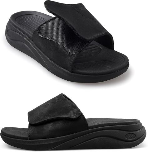 Vogana Slide Sandals for Women with Adjustable Width Arch Support Orthotic for Plantar Fasciitis Swollen Feet Pain Relief Neuropathy in Saudi Arabia