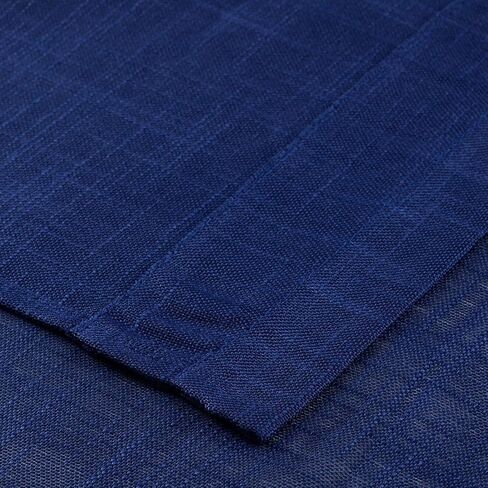 Diamond Home Linens 3 Piece Linen Semi Sheer Kitchen Window Curtain Tiers and Valance Set 36" Long, Navy Blue. in Saudi Arabia