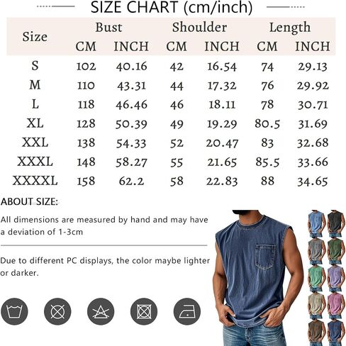 Sleeveless Shirts for Men Distressed Washed Tank Tops Henley Button Down V Neck Polo Shirt Vintage Solid Tee Top in Kuwait