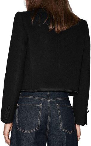 Women's Steampunk Military Jacket Wool Blend Napoleon Style Crew Neck Button Design Casual Blazer in Kuwait