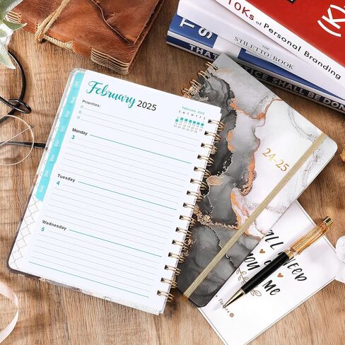 2025-2027 Monthly Planner/Monthly Calendar - JULY 2025 - JUNE 2027, Monthly Planner 2025-2027, 2-Year Monthly Planner, 9" x 11", 24 Monthly Planner, Flexible Cover + Pockets + Monthly Tabs - Black Waterink in Kuwait