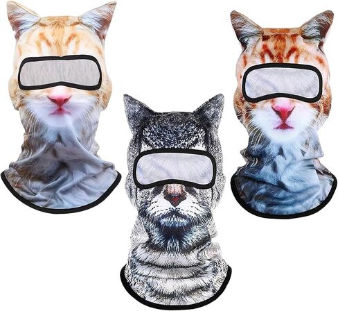 3PCS 3D Cat Ski Mask, Funny Animal Sheisty Breathable Mask for Party Festivals Skiing Riding & Outdoor in Saudi Arabia