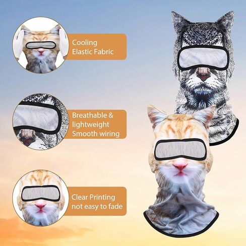 3PCS 3D Cat Ski Mask, Funny Animal Sheisty Breathable Mask for Party Festivals Skiing Riding & Outdoor in Saudi Arabia