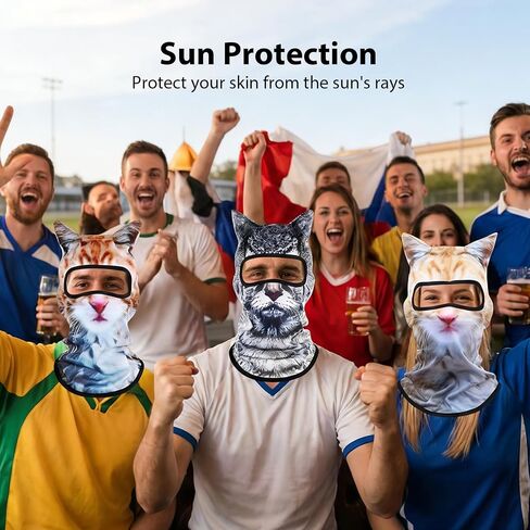 3PCS 3D Cat Ski Mask, Funny Animal Sheisty Breathable Mask for Party Festivals Skiing Riding & Outdoor in Saudi Arabia