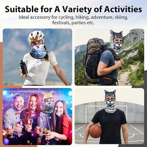 3PCS 3D Cat Ski Mask, Funny Animal Sheisty Breathable Mask for Party Festivals Skiing Riding & Outdoor in Saudi Arabia