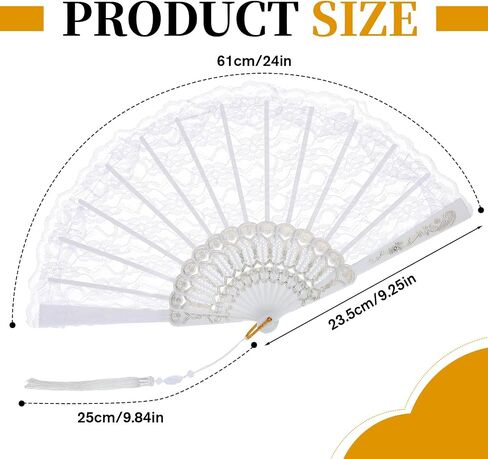 Lace Fan, White Lace Hand Fan for Tea Party Vintage Bride Fans Folding Tea Party Fans with Tassel for Women Bride Wedding Masquerade Dancing Decorations in Kuwait