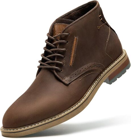 Arkbird Men's Chukka Boots, Leather Ankle Dress Boot Casual Oxfords Lace Up Work Shoes in Kuwait