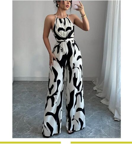 Women's suspender jumpsuit jumpsuit summer milk striped strap neck SHX080 in Kuwait