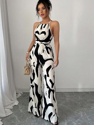 Women's suspender jumpsuit jumpsuit summer milk striped strap neck SHX080 in Kuwait