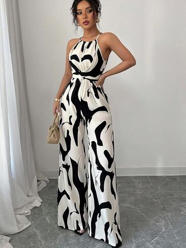 Women's suspender jumpsuit jumpsuit summer milk striped strap neck SHX080 in Kuwait