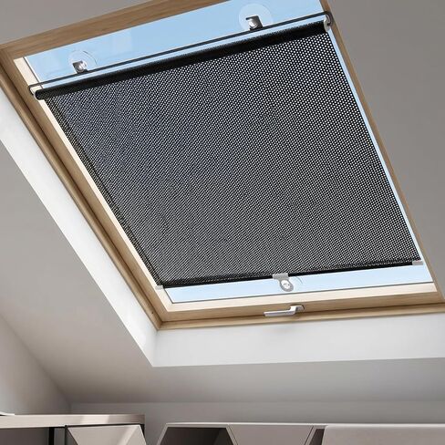 DECHOUS Blackout Blind Shade with Suction Cups - Portable Window Shade Pull Down No Drill Temporary Sunshade Roller 49''H*23''W for Home Office Car Blackout in Kuwait