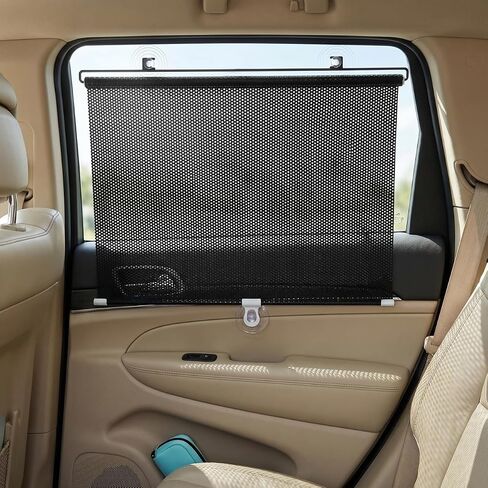 DECHOUS Blackout Blind Shade with Suction Cups - Portable Window Shade Pull Down No Drill Temporary Sunshade Roller 49''H*23''W for Home Office Car Blackout in Kuwait