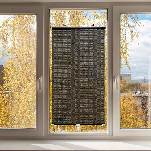DECHOUS Blackout Blind Shade with Suction Cups - Portable Window Shade Pull Down No Drill Temporary Sunshade Roller 49''H*23''W for Home Office Car Blackout in Kuwait