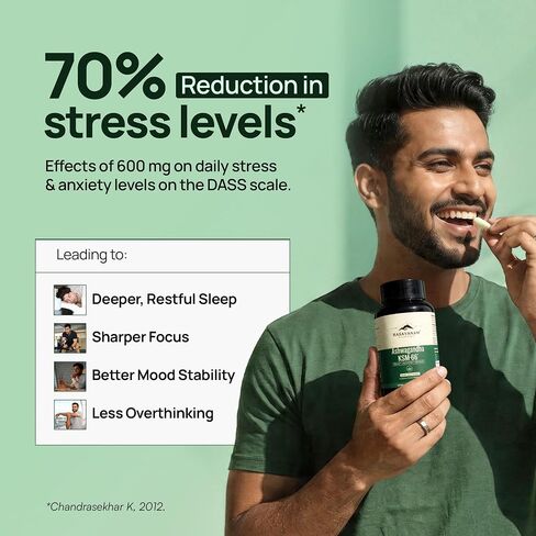 راساينام اشواغاندا KSM-66® 500 ملغ | 5% ويثانوليدات للحصول على أفضل النتائج | مستخلص جذور نقي 100% | دعم الطاقة والتعافي | أقوى اشواغاندا في العالم | 60 كبسولة in Kuwait