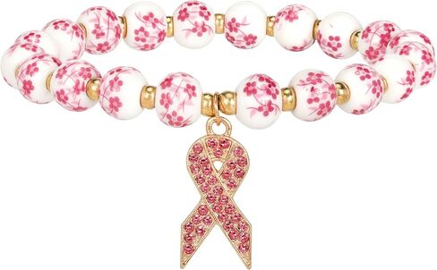 pVq Breast Cancer Awareness Bracelets for Women Pink Ribbon Cancer Awareness Bracelets Encouragement Breast Cancer Awareness Accessories Jewelry Gifts in Saudi Arabia