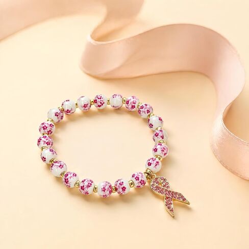 pVq Breast Cancer Awareness Bracelets for Women Pink Ribbon Cancer Awareness Bracelets Encouragement Breast Cancer Awareness Accessories Jewelry Gifts in Saudi Arabia