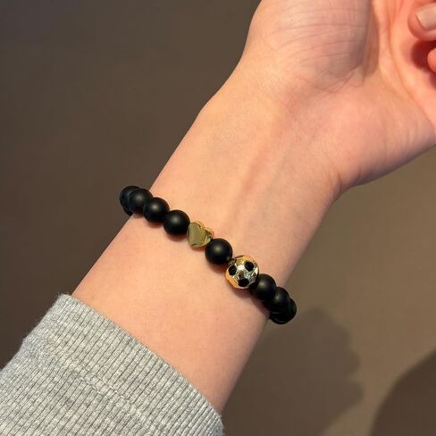 Lepida Soccer Bracelet Football Love Heart Sport Natural Stone Bracelet for Women Men in Saudi Arabia
