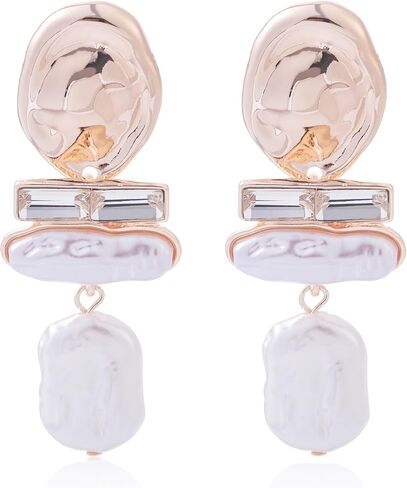 Statement Pearl Dangle Earrings,large Pearls Vacation Earrings with Crystal,Party Jewelry Gift for Women in Saudi Arabia