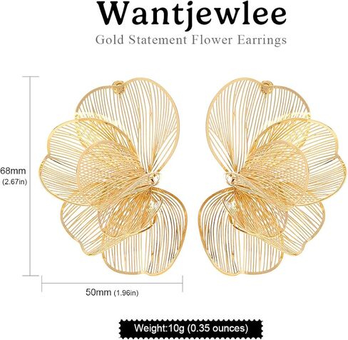 Gold Flower Earrings for Women Trendy, Hypoallergenic Chunky Gold Drop Dangle Statement Earrings for Women Party Wedding Birthday Gifts in Kuwait