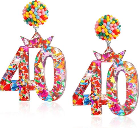 Trinckle 40th Birthday Gifts Women, 40th Birthday Earrings as 40th Celebration Outfits for Daily Party, 40 Year Old Birthdays Gifts for Yourself Mother​ Duaghter Sister Lover in Saudi Arabia