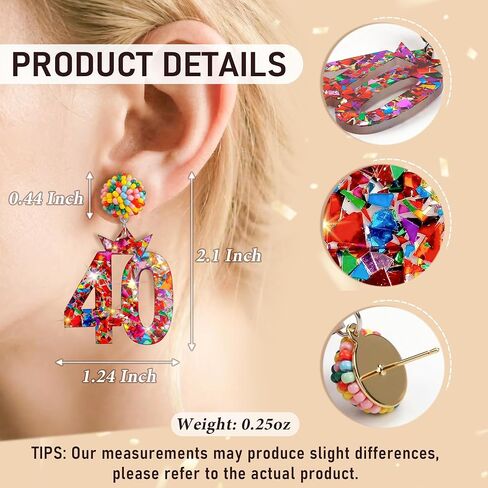 Trinckle 40th Birthday Gifts Women, 40th Birthday Earrings as 40th Celebration Outfits for Daily Party, 40 Year Old Birthdays Gifts for Yourself Mother​ Duaghter Sister Lover in Saudi Arabia