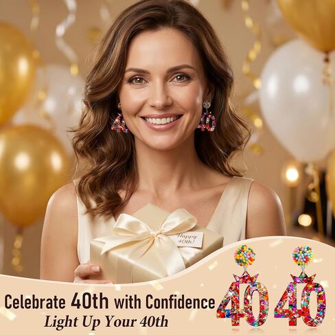 Trinckle 40th Birthday Gifts Women, 40th Birthday Earrings as 40th Celebration Outfits for Daily Party, 40 Year Old Birthdays Gifts for Yourself Mother​ Duaghter Sister Lover in Saudi Arabia