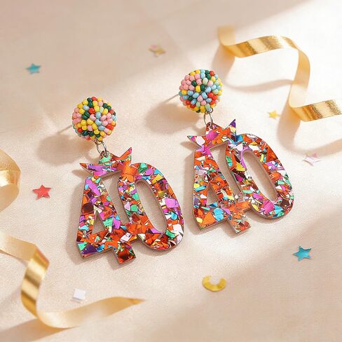 Trinckle 40th Birthday Gifts Women, 40th Birthday Earrings as 40th Celebration Outfits for Daily Party, 40 Year Old Birthdays Gifts for Yourself Mother​ Duaghter Sister Lover in Saudi Arabia