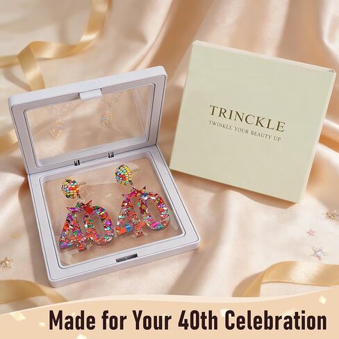 Trinckle 40th Birthday Gifts Women, 40th Birthday Earrings as 40th Celebration Outfits for Daily Party, 40 Year Old Birthdays Gifts for Yourself Mother​ Duaghter Sister Lover in Saudi Arabia