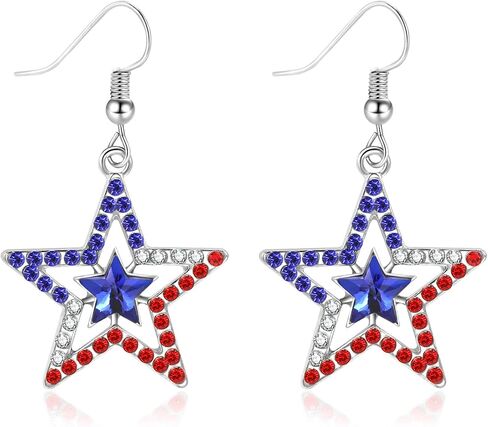 4th of July Earrings for Women USA Pentagram Patriotic Earring Dangle Perfect Match Fourth of July Outfit Shirt for Women 250th Independence Day in Saudi Arabia
