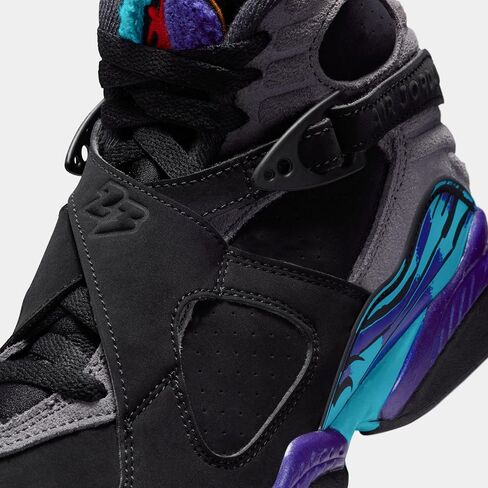 Air Jordan 8 Retro Aqua Grade School Lifestyle Shoes (Black/Multi Color/Bright Concord/Multi Color) Size 5.5 in Kuwait