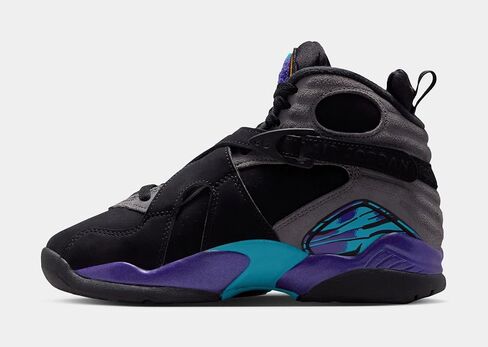 Air Jordan 8 Retro Aqua Grade School Lifestyle Shoes (Black/Multi Color/Bright Concord/Multi Color) Size 5.5 in Kuwait