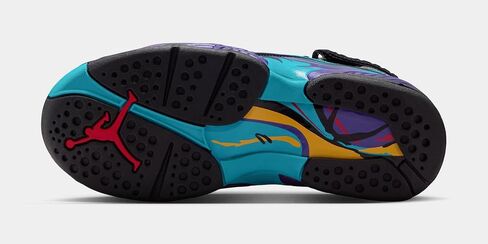 Air Jordan 8 Retro Aqua Grade School Lifestyle Shoes (Black/Multi Color/Bright Concord/Multi Color) Size 5.5 in Kuwait