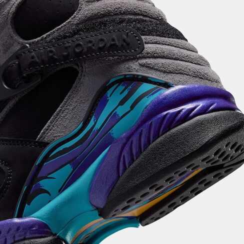 Air Jordan 8 Retro Aqua Grade School Lifestyle Shoes (Black/Multi Color/Bright Concord/Multi Color) Size 5.5 in Kuwait